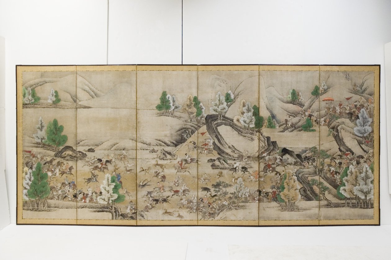 Tatar Avı (mürekkep, renk, kağıt) by Japanese School