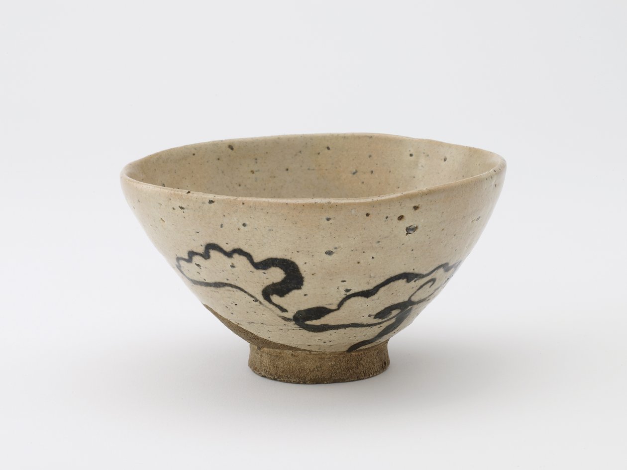 Ölümsüzlük mantarı tasarımlı çay kasesi, Edo dönemi, 18. 19. yüzyıl (berrak sır altında demir pigmentli taş eşya) by Japanese School