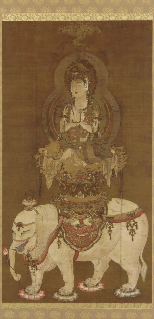 Bodhisattva - Fugen (Fugen Bosatsu) Heian Dönemi (ipek üzerine mürekkep, altın ve gümüş) by Japanese School