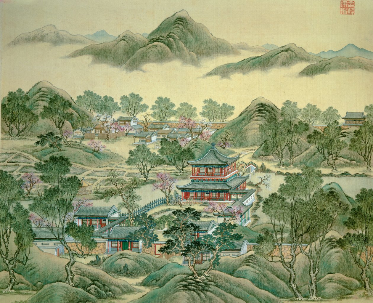 19. yüzyıldan kalma bir Japon baskısının Detay pavyonu. by Japanese School