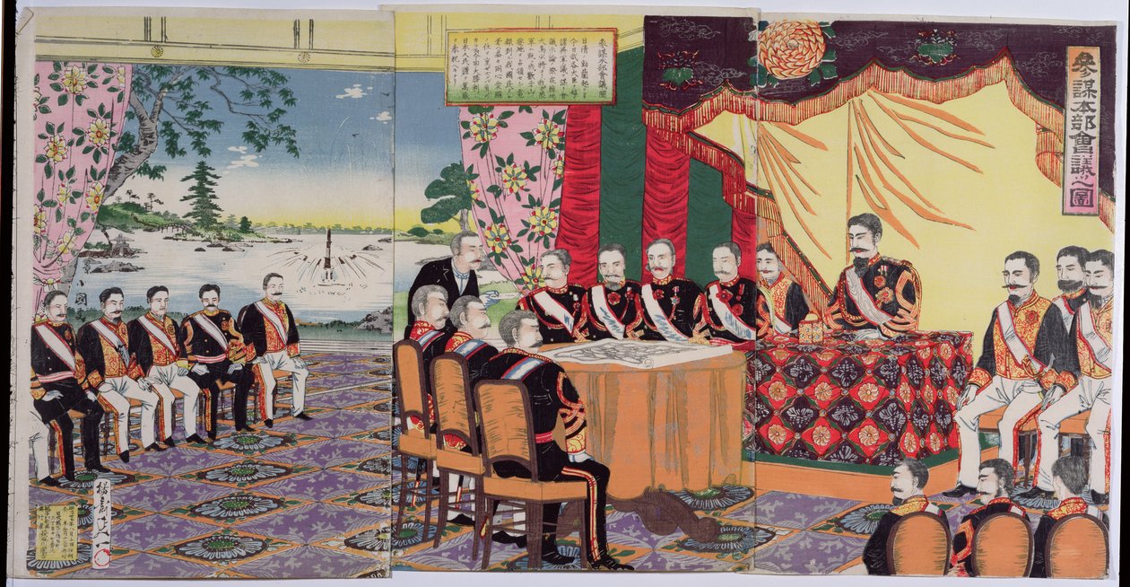 İmparator Mutsuhito (1852-1912) Savaş Konseyini Elinde Tutuyor, Çin-Japon Savaşı