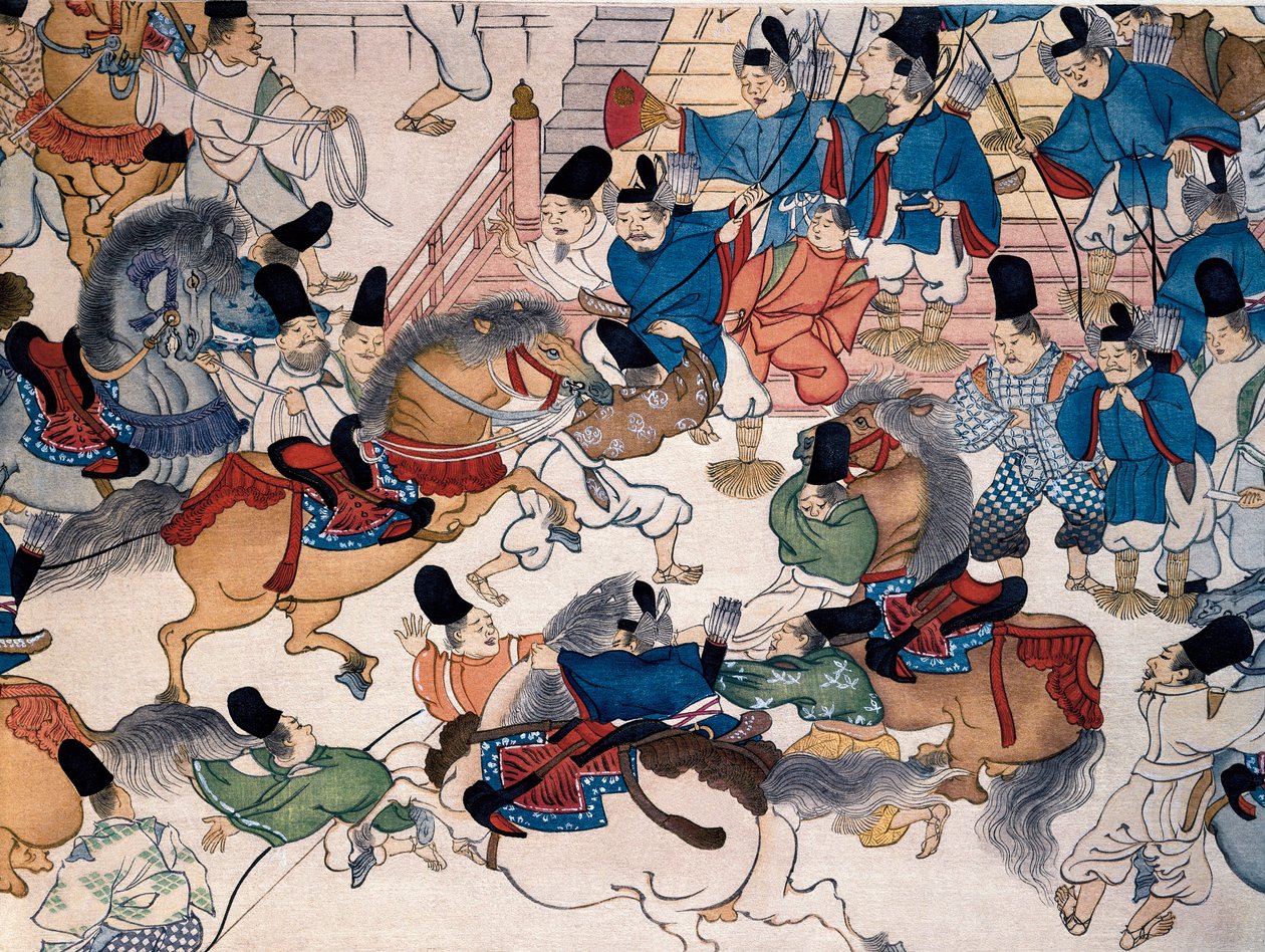 At gösterisi, Bir sarayın önünde savaş by Japanese School