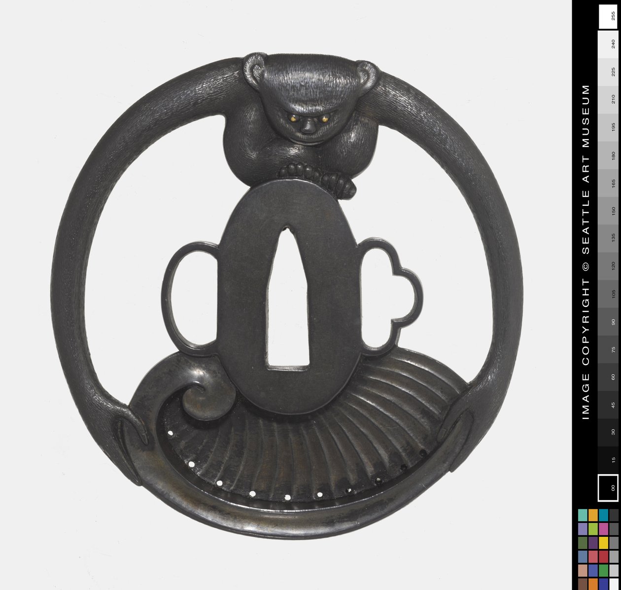 Tsuba: Maymun Holding Kabuğu by Japanese School