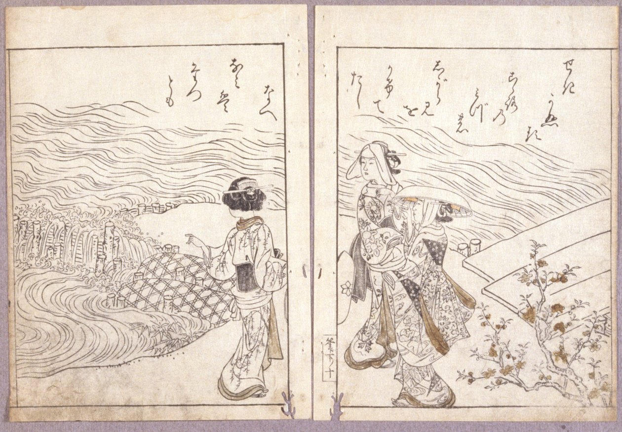 İsimsiz (Azuma Genji Hac Kalabalığından Buda Resmini İzleyen Bir Hojo Partisi) (renkli gravürler) by Japanese School