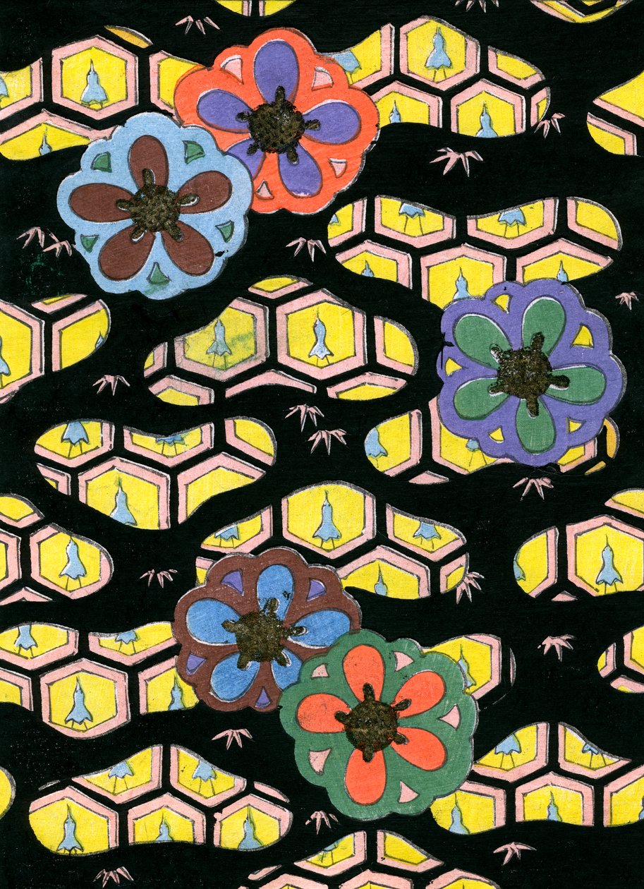 Petek Desenli Tahta Baskı by Japanese School