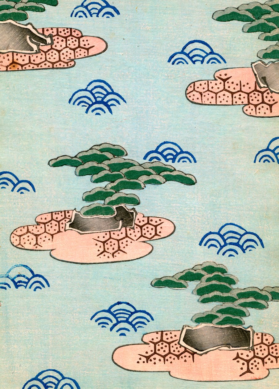 Adalardaki Ağaçların Tahta Baskısı by Japanese School