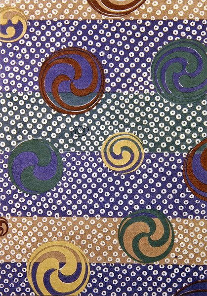 Kumaş için Yin Yang tasarımı, on dokuzuncu yüzyıl sonu (renkli gravür) by Japanese School