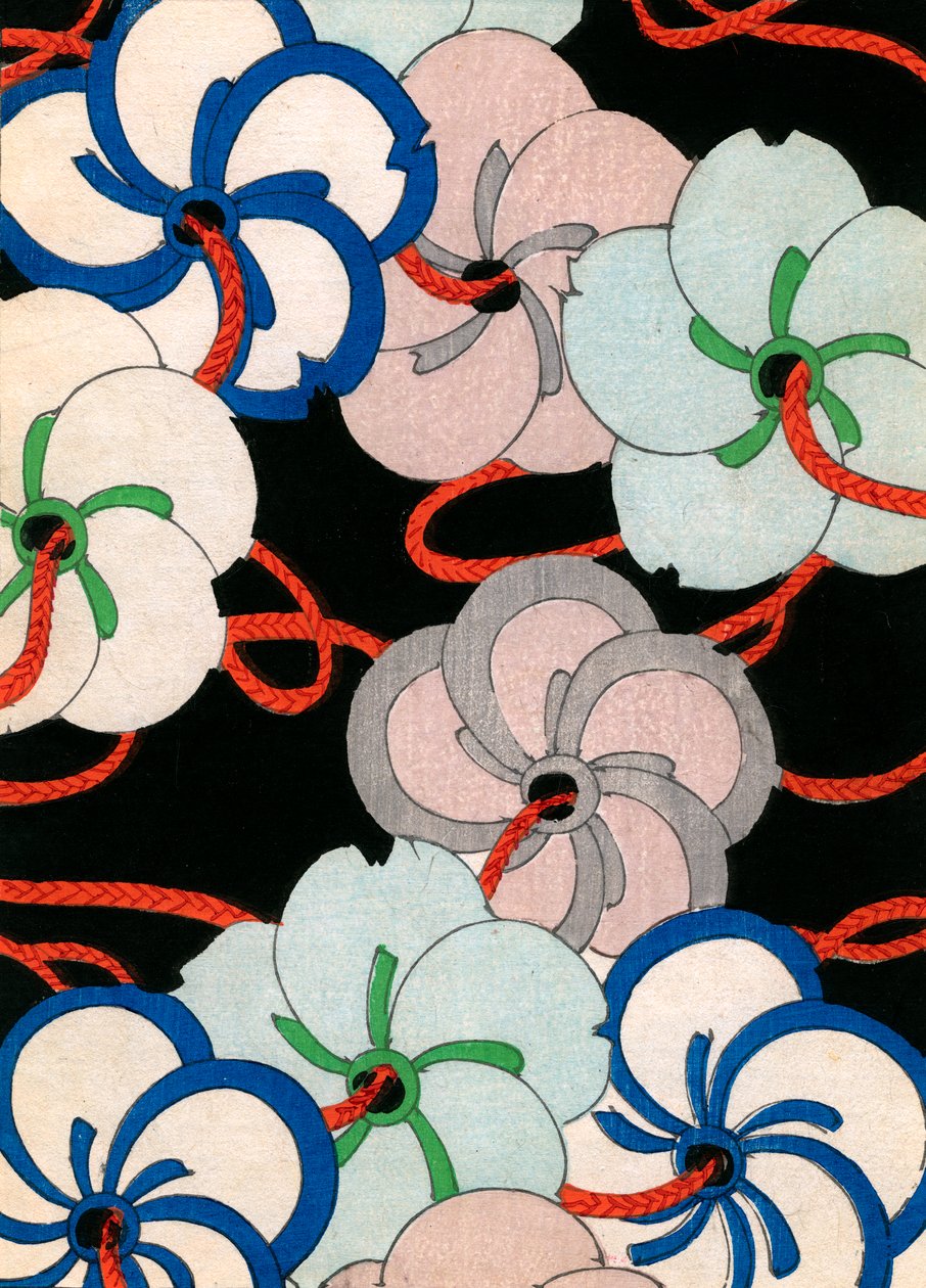 Camellia Ornaments renkli tahta baskı by Japanese School