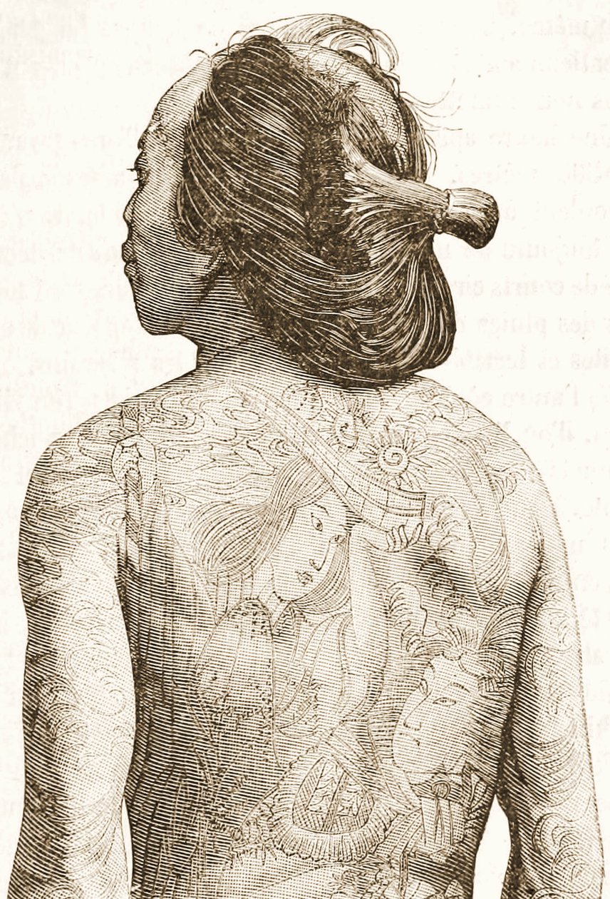 geleneksel Japon Irezumi dövmeli adam, 1880 dolayları by Japanese School