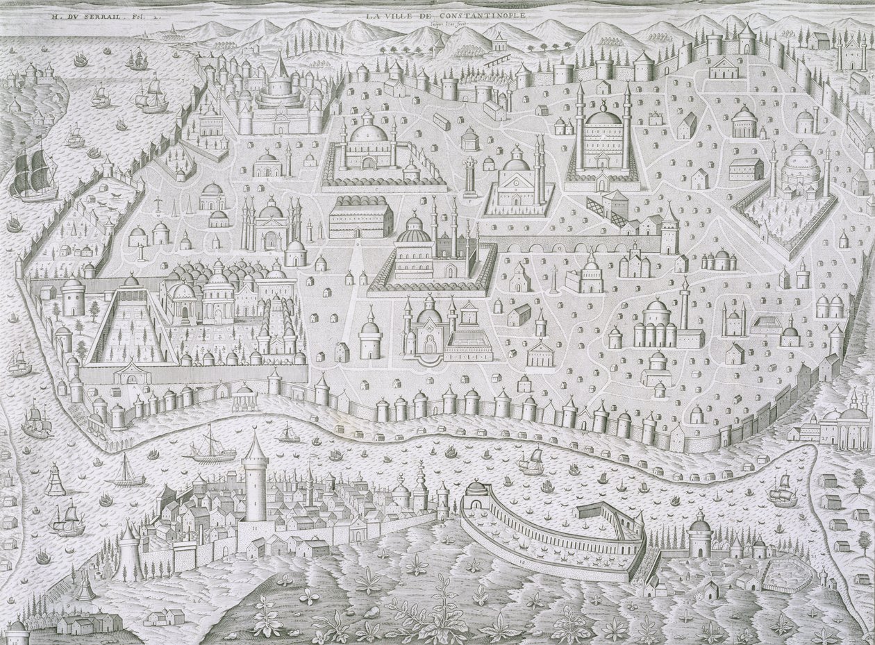 Konstantinopolis şehir haritası, Türkiye, c.1650 by Jaspar de Isaac