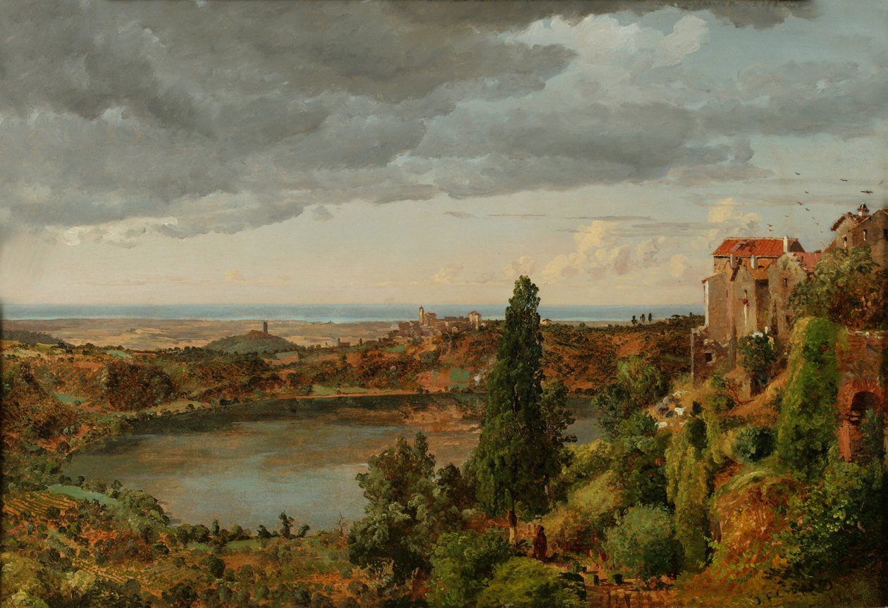 Nemi Gölü, 1848 (kağıt üzerine yağlı boya) by Jasper Francis Cropsey
