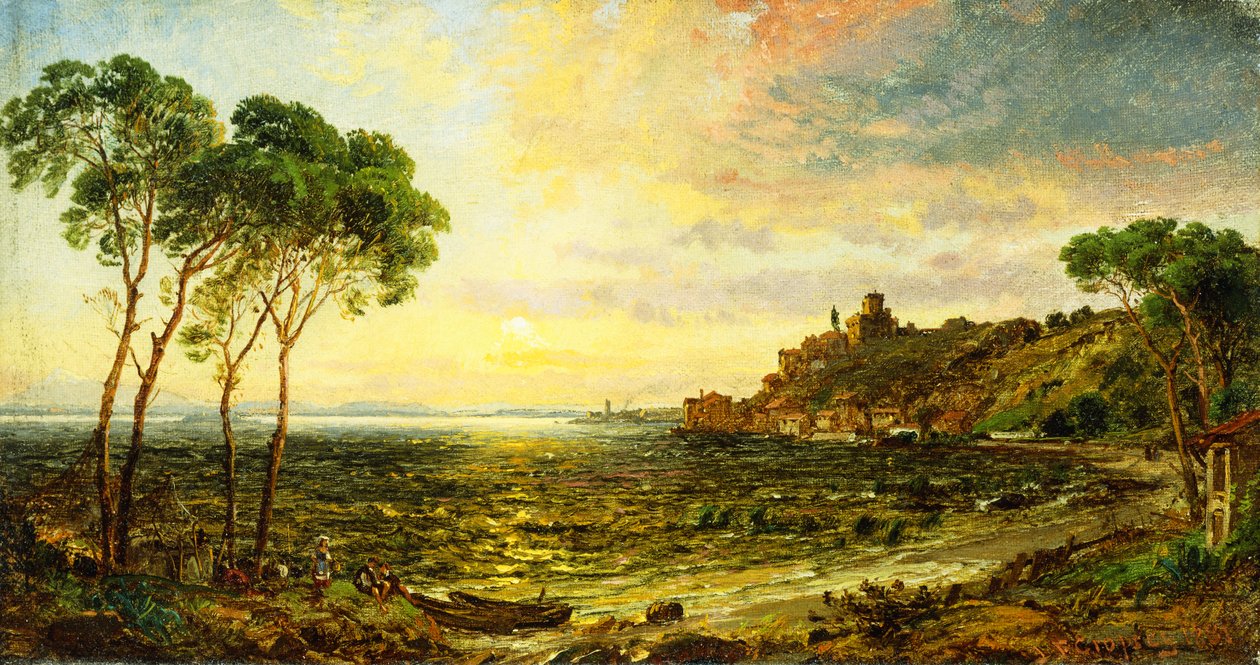 Trasemin Gölü üzerinde gün batımı, 1887 by Jasper Francis Cropsey