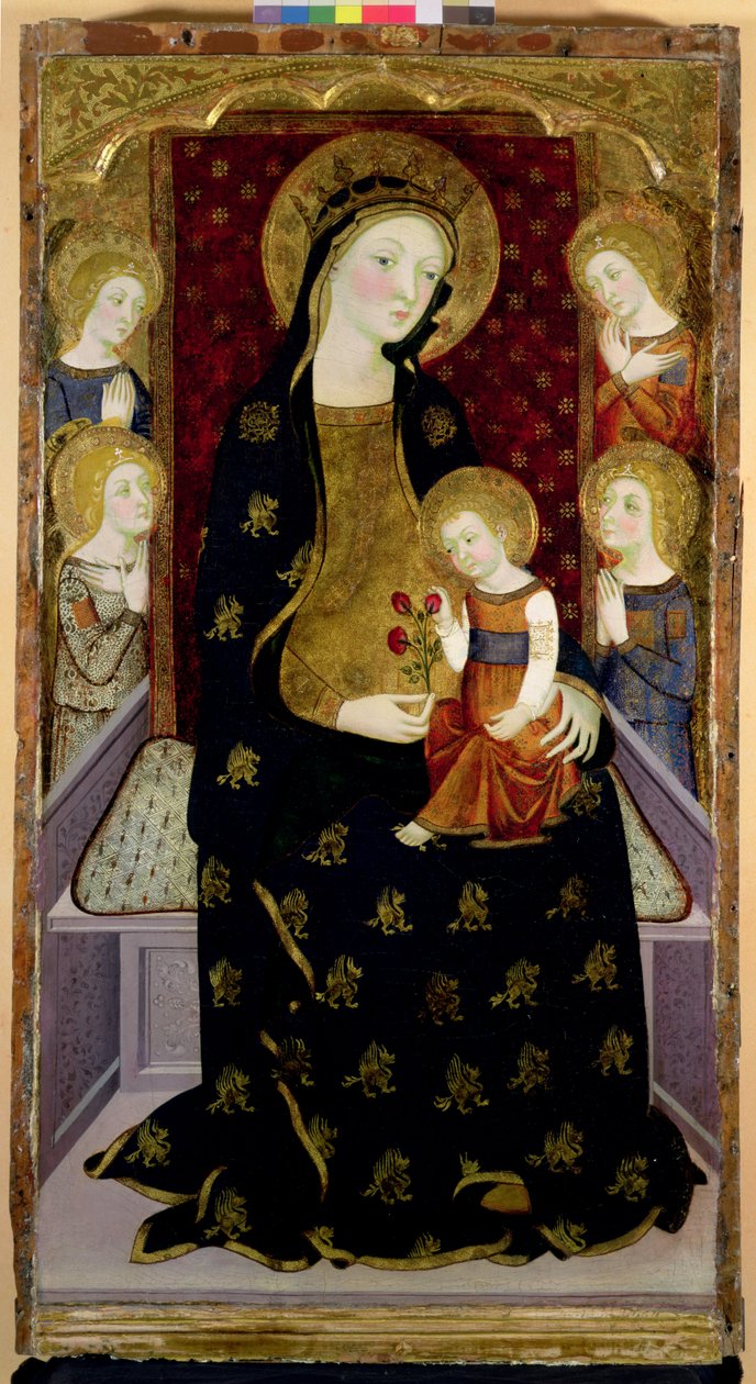 Meleklerle Madonna ve Çocuk, 1360 (panelde tempera ve altın varak) by Jaume Serra