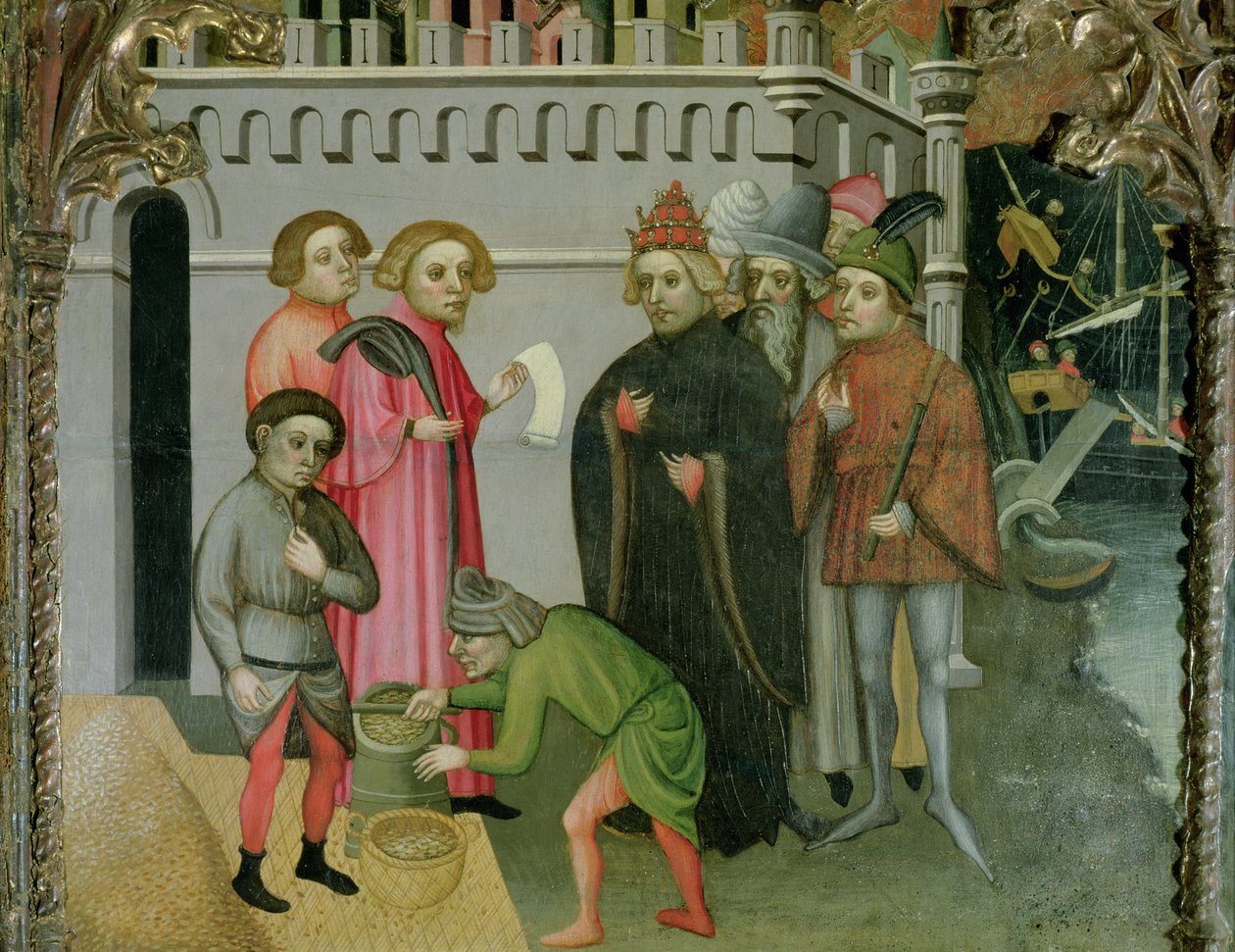 Tahılın Mucizevi Çoğalması, Bari Aziz Nikolaos altarpiece'inden detay by Jaume Cabrera