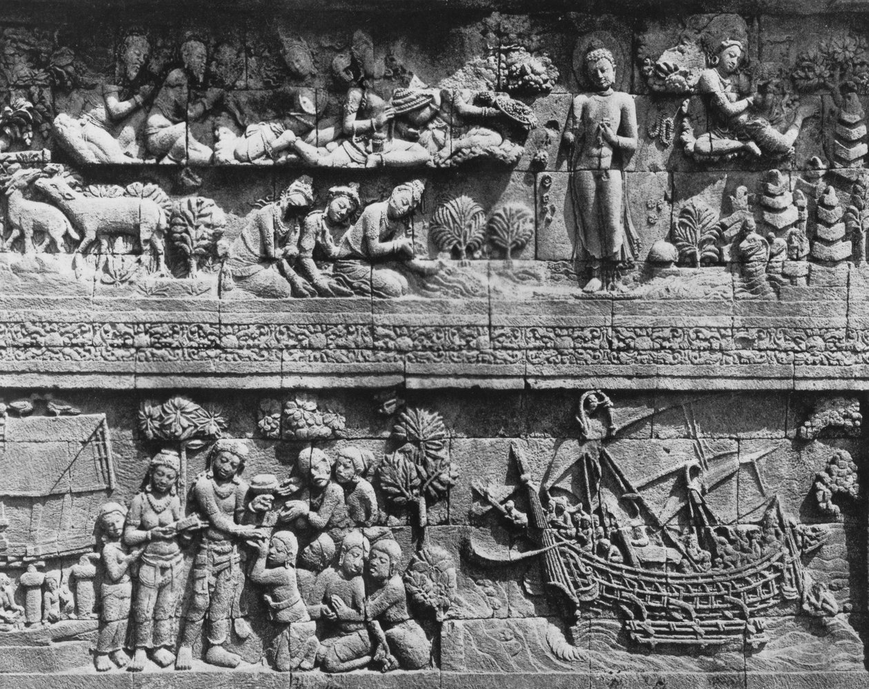 Borobudur Tapınağı Bodhisattva banyo kabartması (taş) by Javanese School