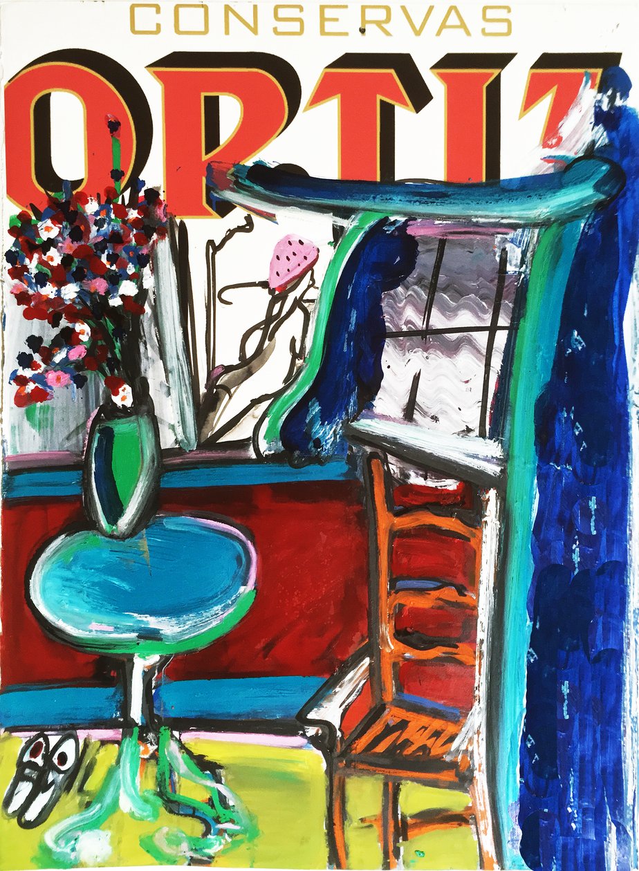 Orbitz, 2017 (panel üzerine monte edilmiş suluboya kâğıdı üzerine karışık teknik, verso üzerinde tarif) by Jay Batlle