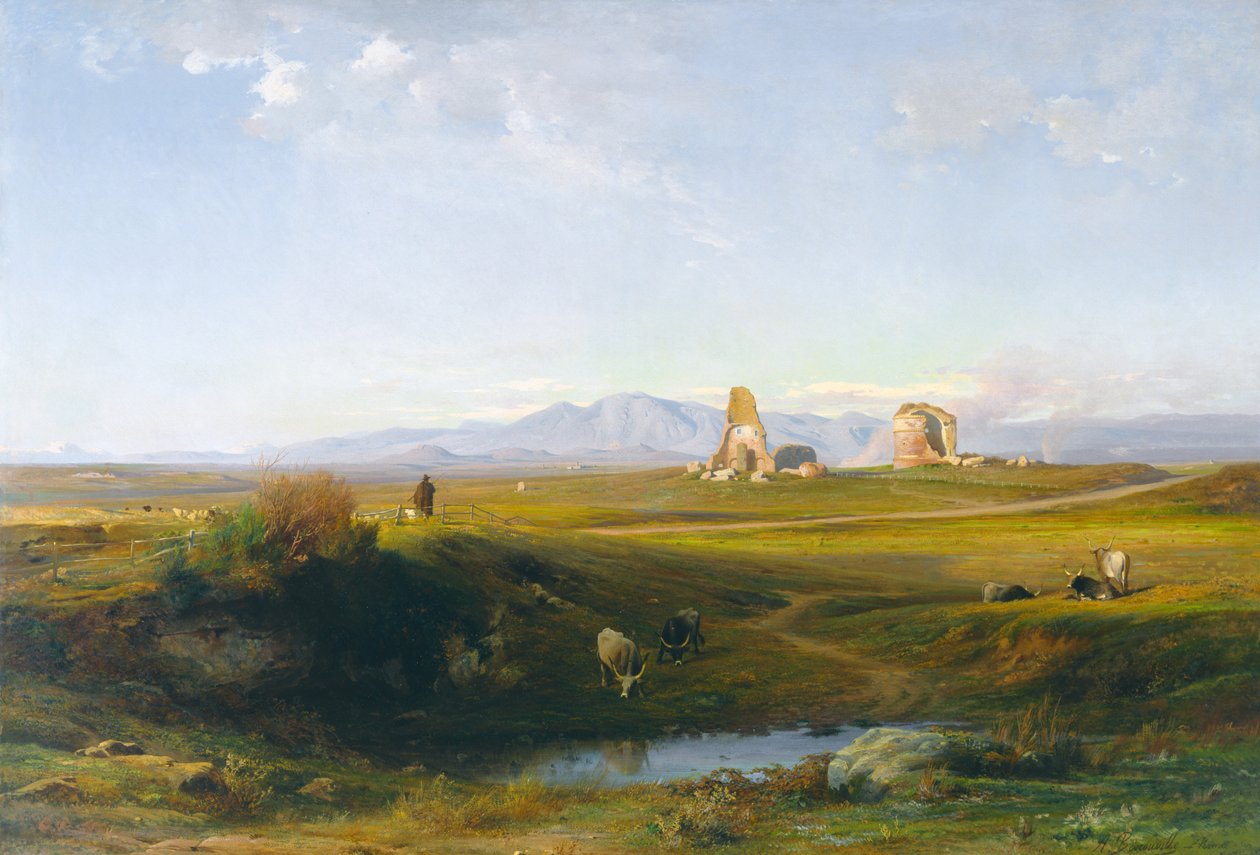Roma Kırsalından Bir Görünüm, 1848 by Jean Achille Benouville