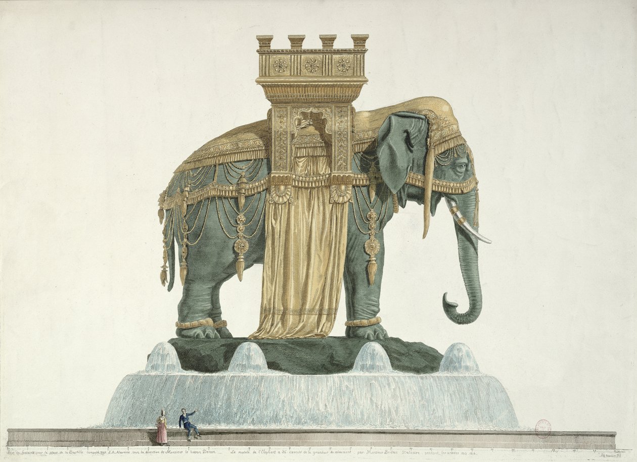 1813-14 ಟರ್ಕ್‌ನ ಪ್ಲೇಸ್ ಡೆ ಲಾ ಬಾಸ್ಟಿಲ್ಲೆಯಲ್ಲಿ ಎಲಿಫೆಂಟ್ ಫೌಂಟೇನ್‌ಗಾಗಿ ವಿನ್ಯಾಸ by Jean Antoine Alavoine