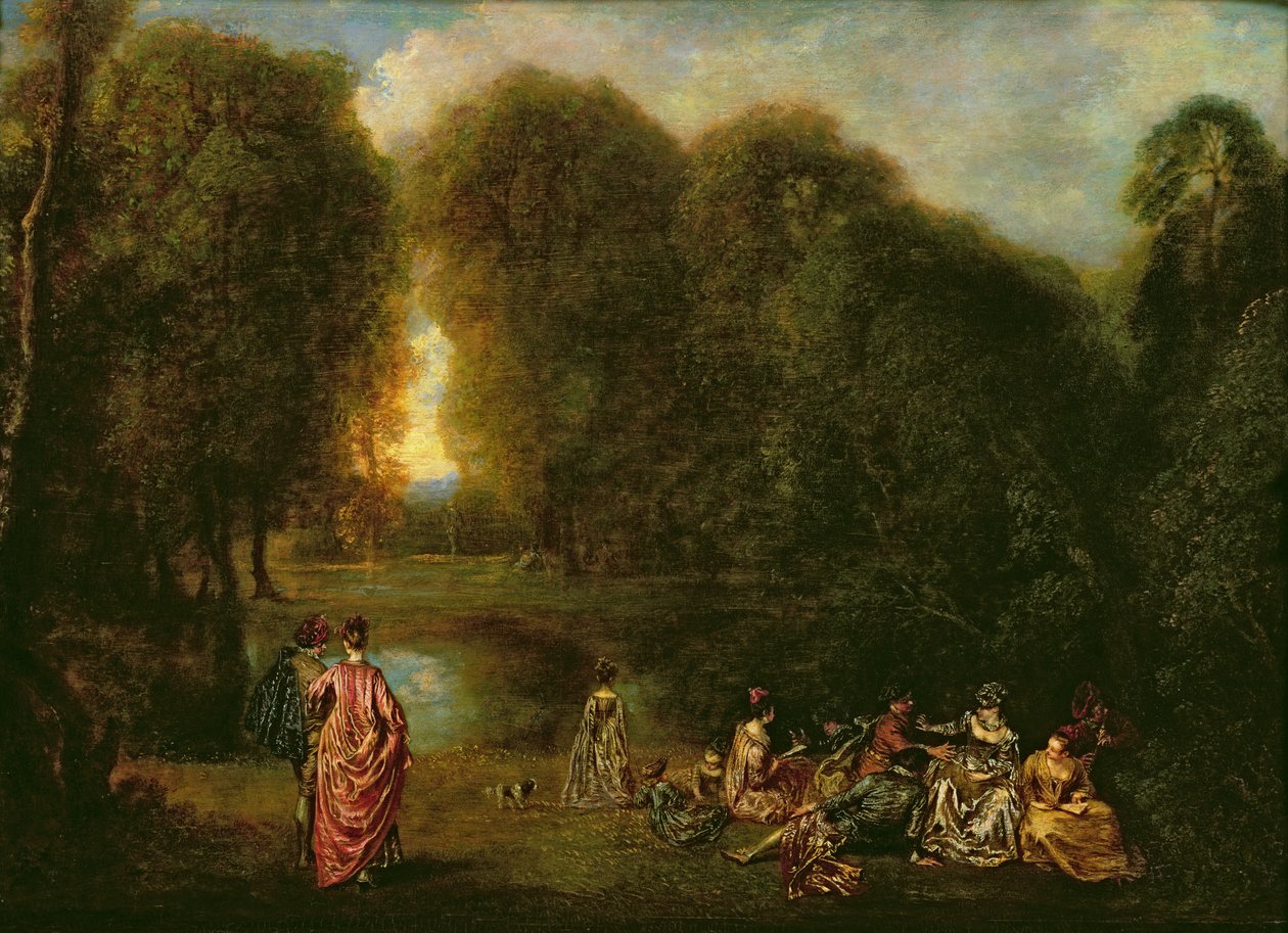 Parkta Bir Toplantı by Jean Antoine Watteau