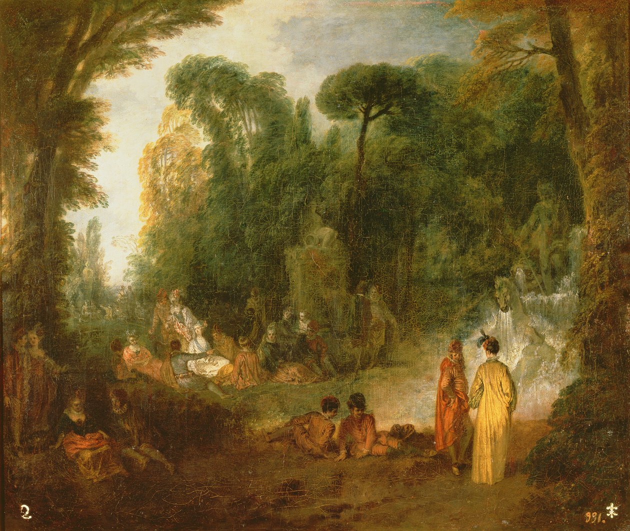 Bir parkta nezaketle toplanma, c.171213 by Jean Antoine Watteau