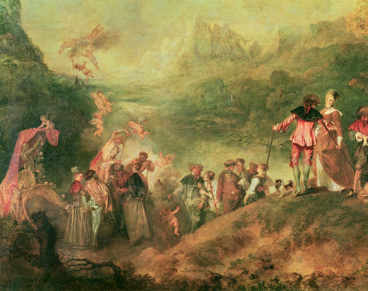 Embarkation for Cythera, 1717 oil on canvas detail of 3755 by Jean Antoine Watteau