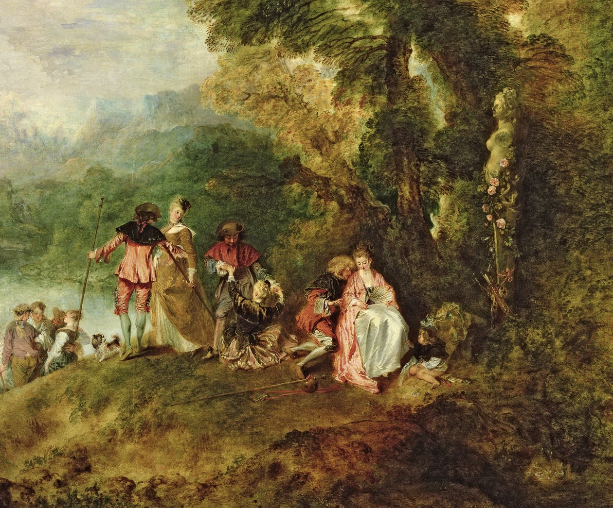 Embarkation for Cythera, 1717 oil on canvas detail of 3755 by Jean Antoine Watteau