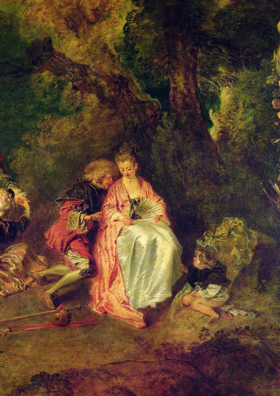 Cythera için Biniş, c.1717 (3755 detayı) by Jean Antoine Watteau