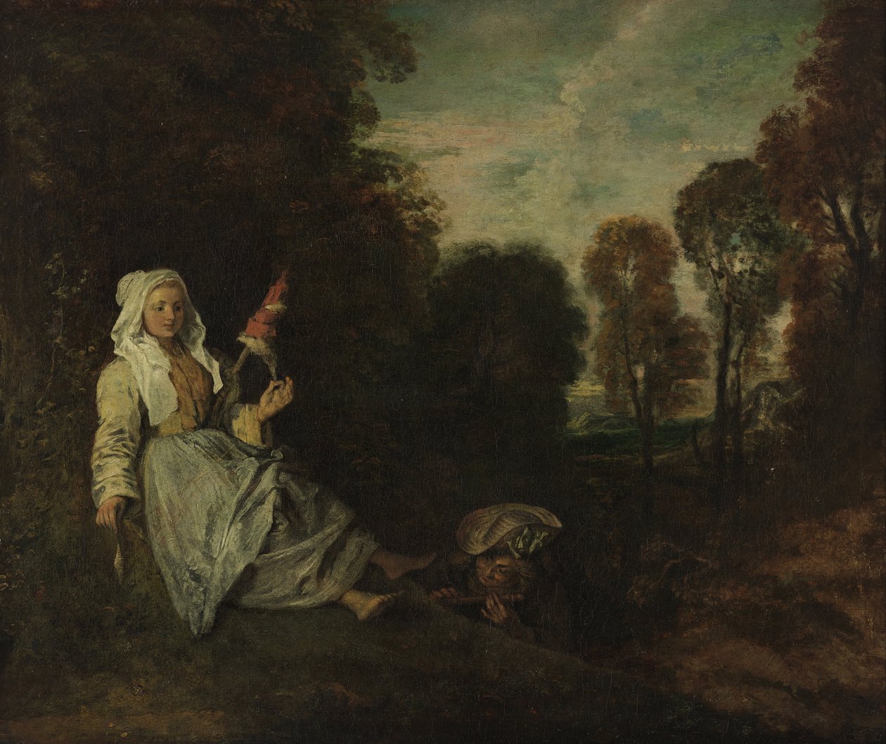 Spinner ile Akşam Manzarası by Jean Antoine Watteau