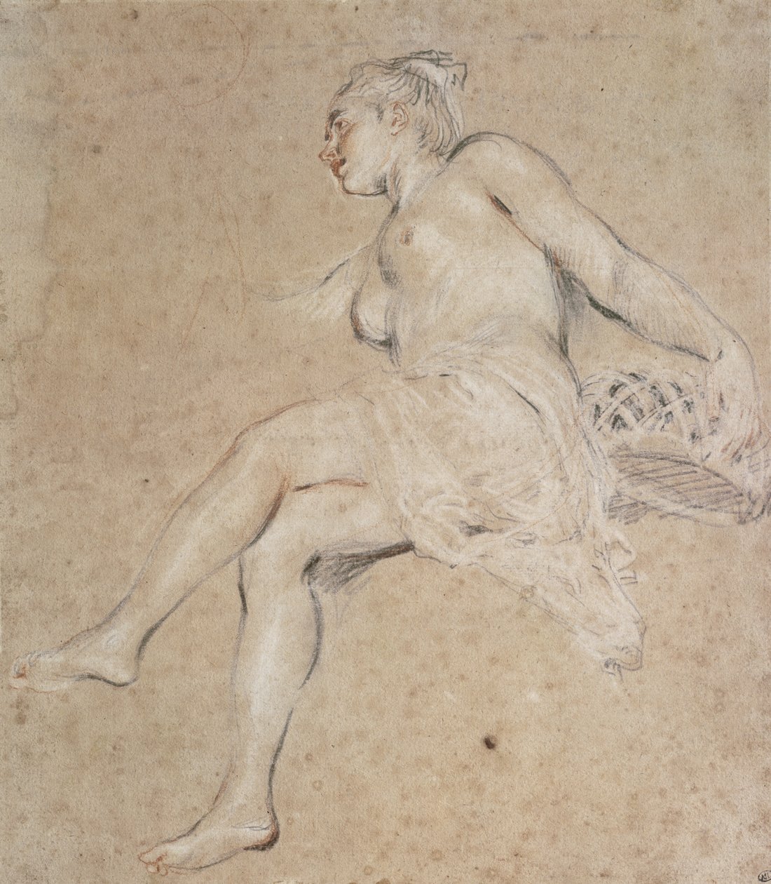 Flora, c.1716 (kağıt üzerine tebeşir) by Jean Antoine Watteau