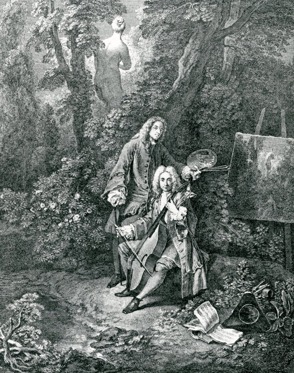 Jean Antoine Watteau ve arkadaşı Mösyö de Julienne by Jean Antoine Watteau
