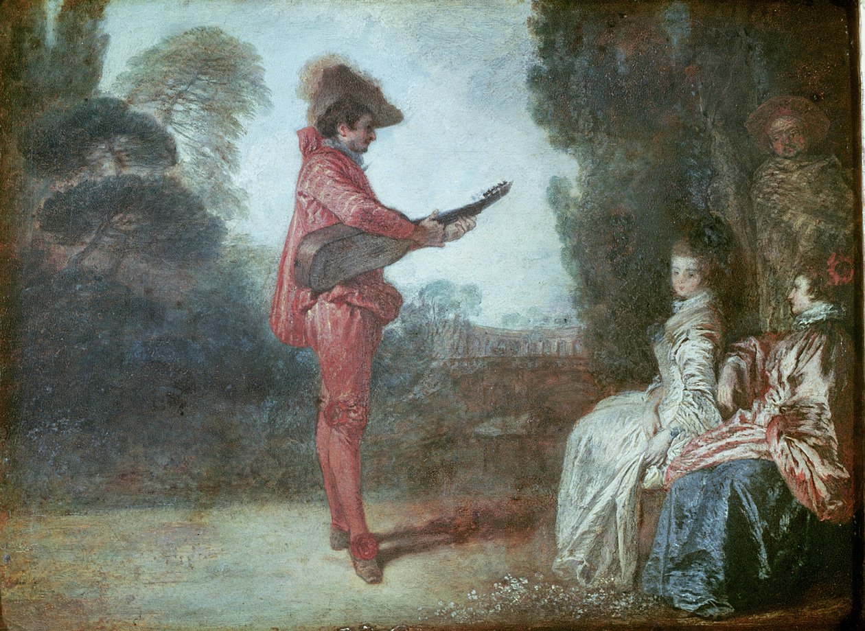 Büyücü, c.1712 (bakır üzerine yağ) by Jean Antoine Watteau