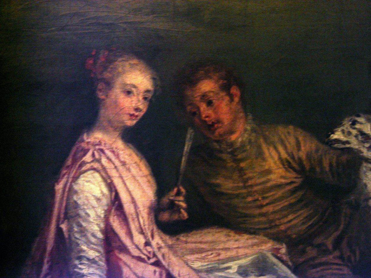 Kovalamaca Sırasında Dur (detay) by Jean Antoine Watteau