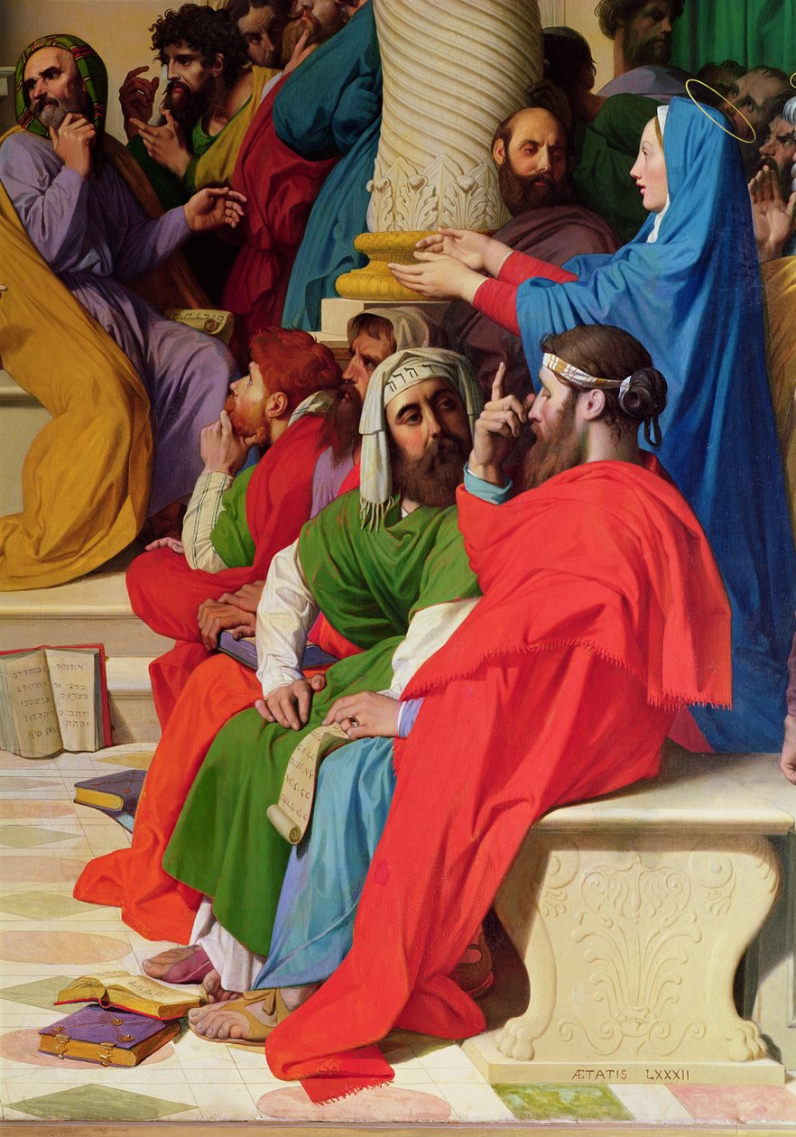 Jesus Among the Doctors, detail of the doctors and the Virgin Mary, 1862  by Jean Auguste Dominique Ingres