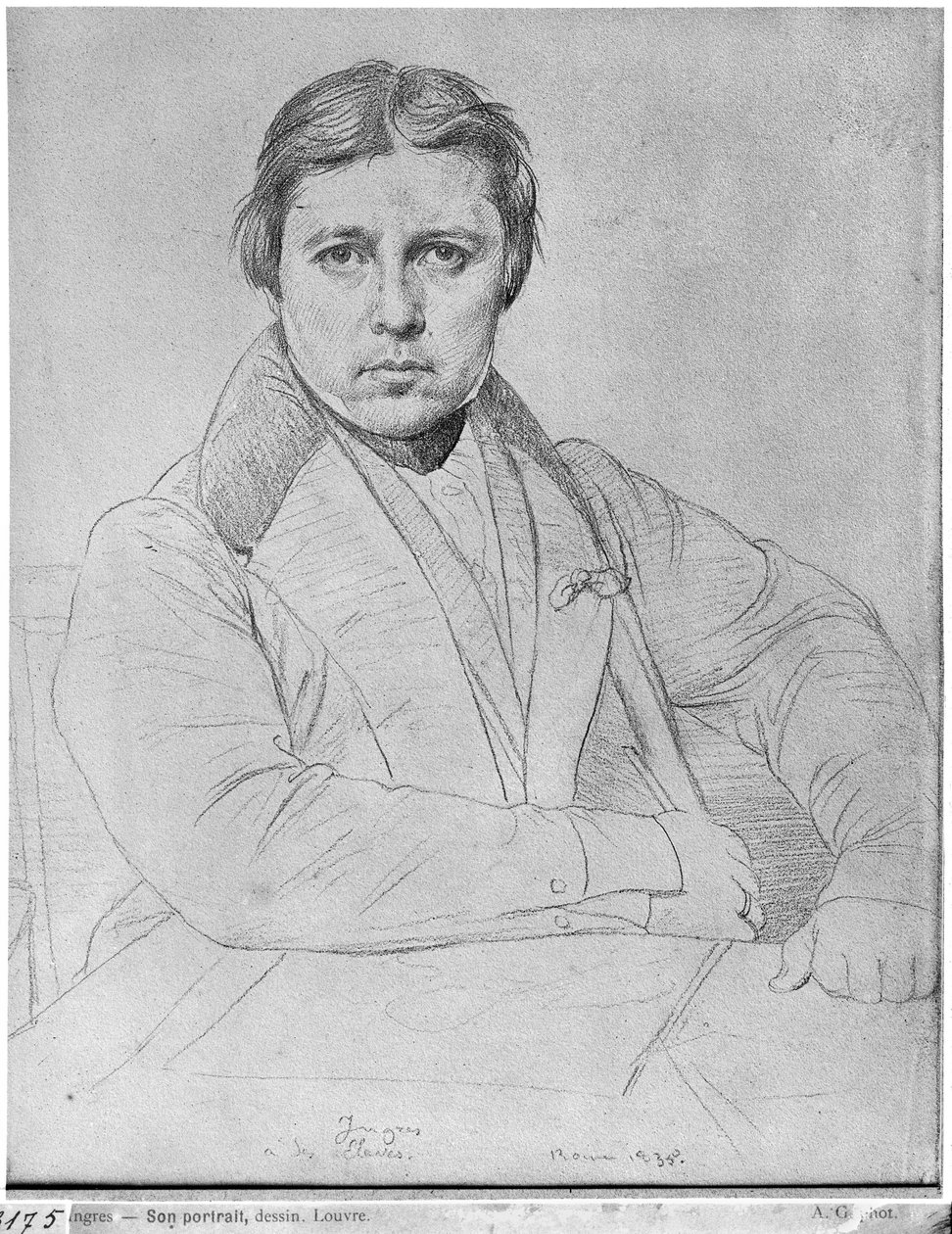 Otoportre, 1835 (kağıt üzerinde grafit) by Jean Auguste Dominique Ingres