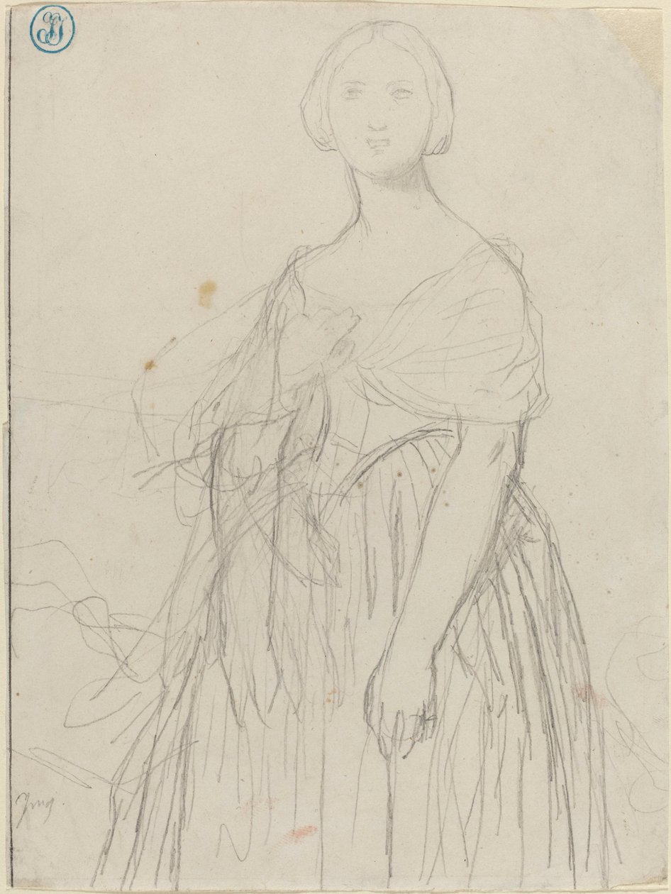 Madam Moitessier için eskiz by Jean Auguste Dominique Ingres