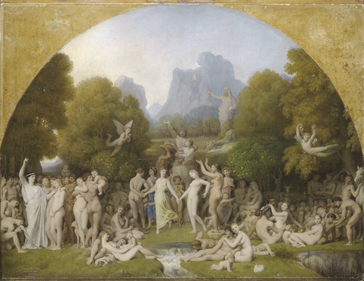 Altın Çağ, 1862 (panel üzerine kağıt üzerine yağlı boya) by Jean Auguste Dominique Ingres