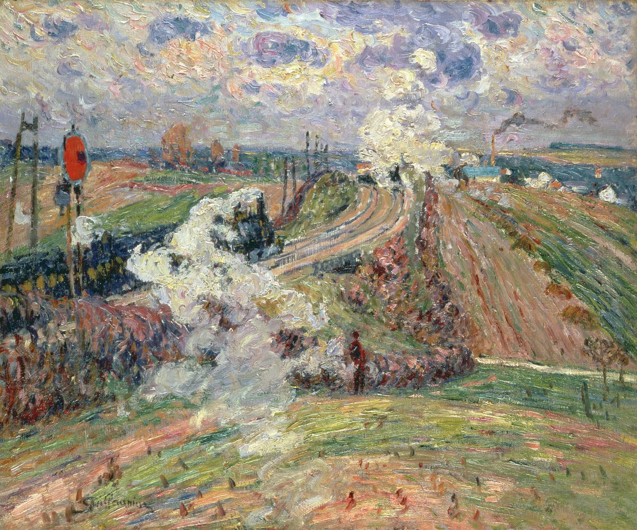 İki Tren by Jean Baptiste Armand Guillaumin