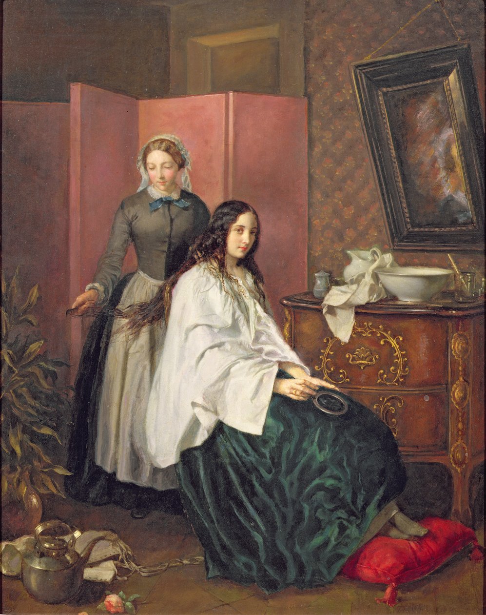 Leydimin Saçlarını Taramak by Jean Baptiste Beranger