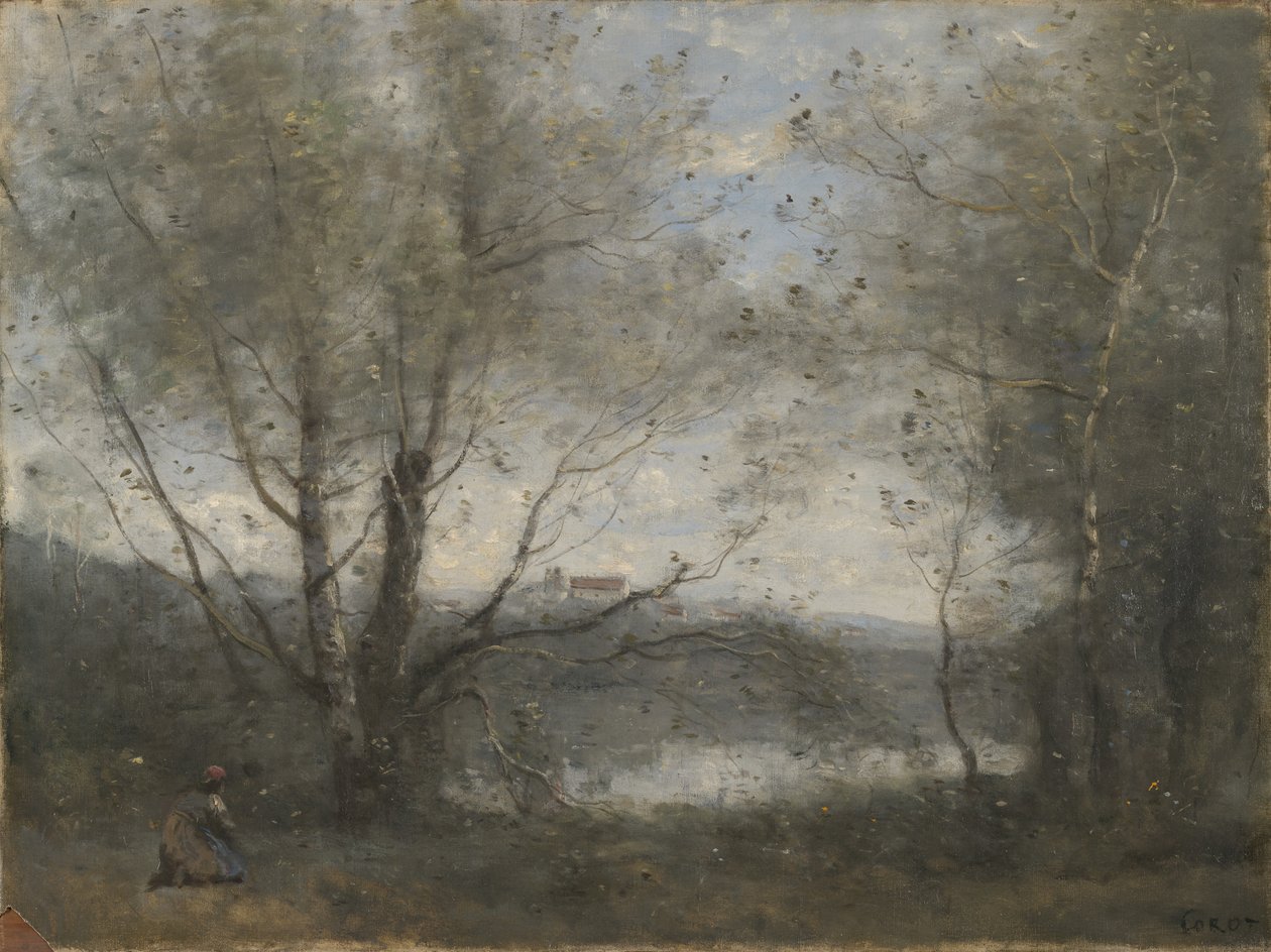 Ağaçların Arasından Görülen Gölet, 1855-65 dolayları by Jean Baptiste Camille Corot