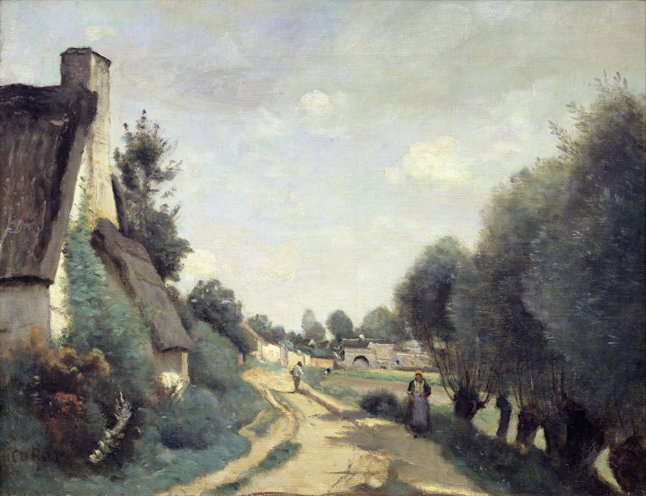Arras Yakınında Bir Yol veya Kulübeler, 1842 dolayları by Jean Baptiste Camille Corot