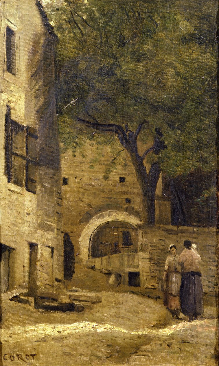 Bir köy sahnesi by Jean Baptiste Camille Corot