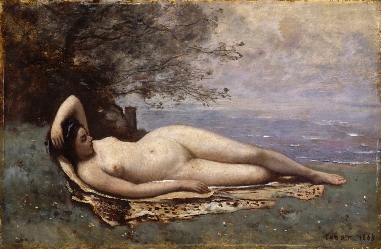 Deniz kenarında Bacchante by Jean Baptiste Camille Corot