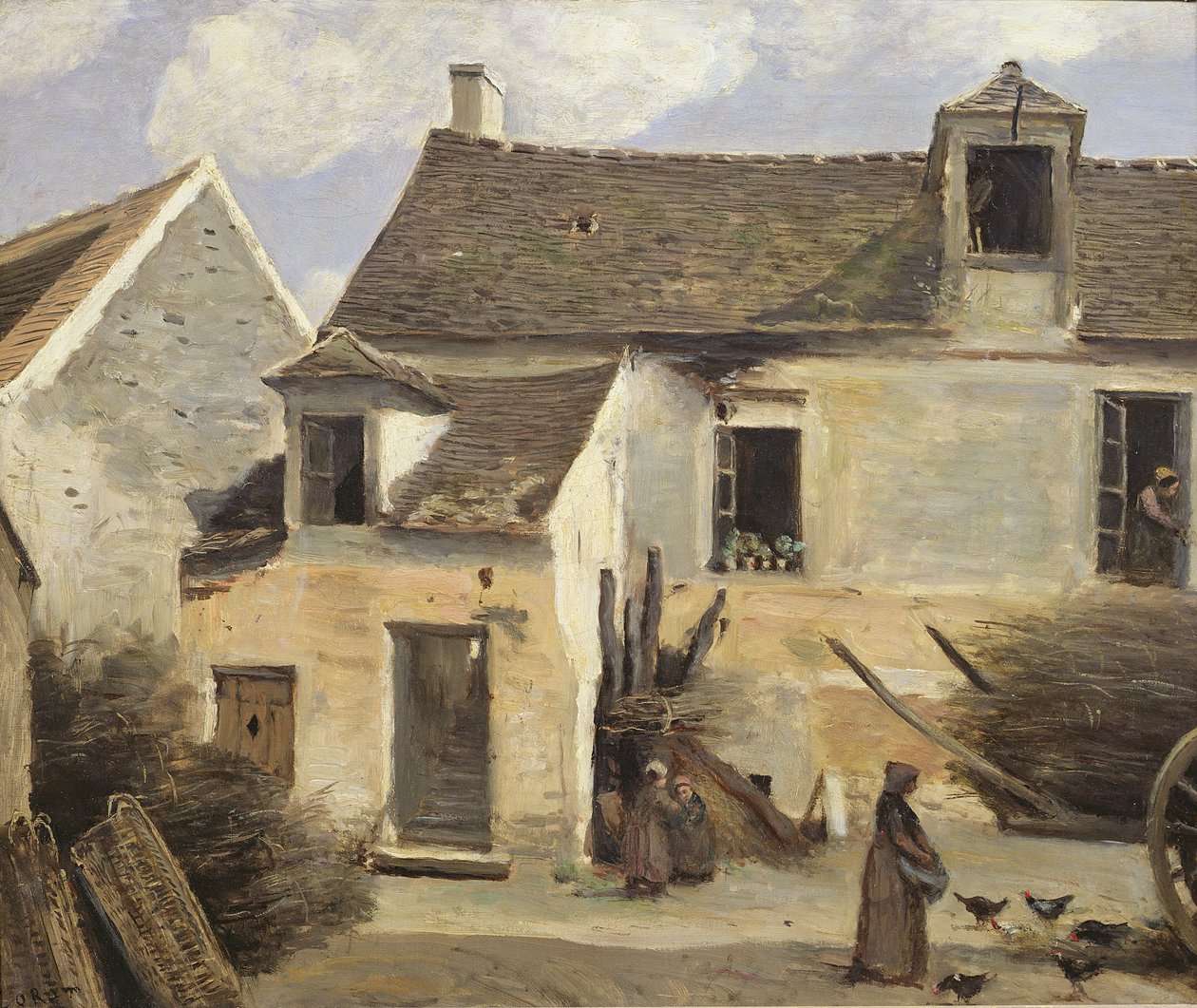 Paris yakınlarındaki bir fırının avlusu veya Paris yakınlarındaki bir Evin Avlusu, c.1865-70 by Jean Baptiste Camille Corot