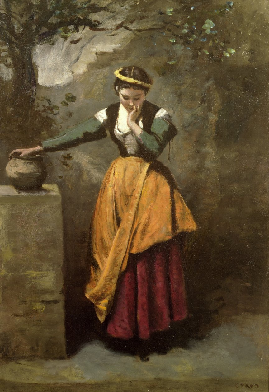 Çeşmedeki Dreamer, 1860 dolayları by Jean Baptiste Camille Corot