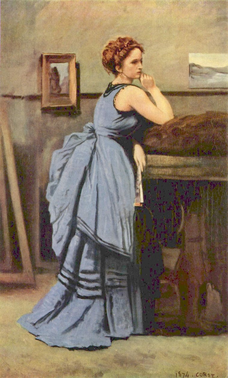 mavili kadın by Jean Baptiste Camille Corot