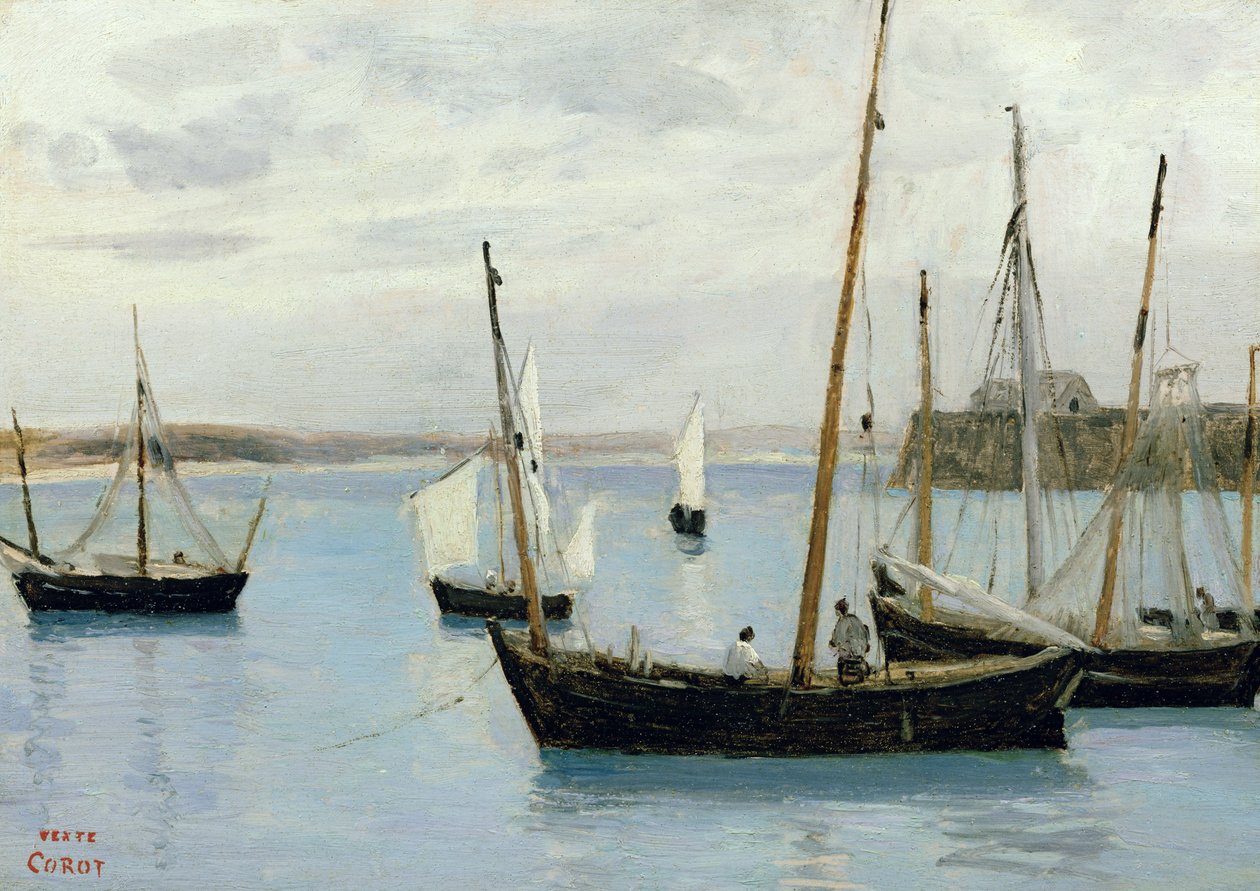 Granville, Balıkçı Tekneleri, 1860 dolayları by Jean Baptiste Camille Corot