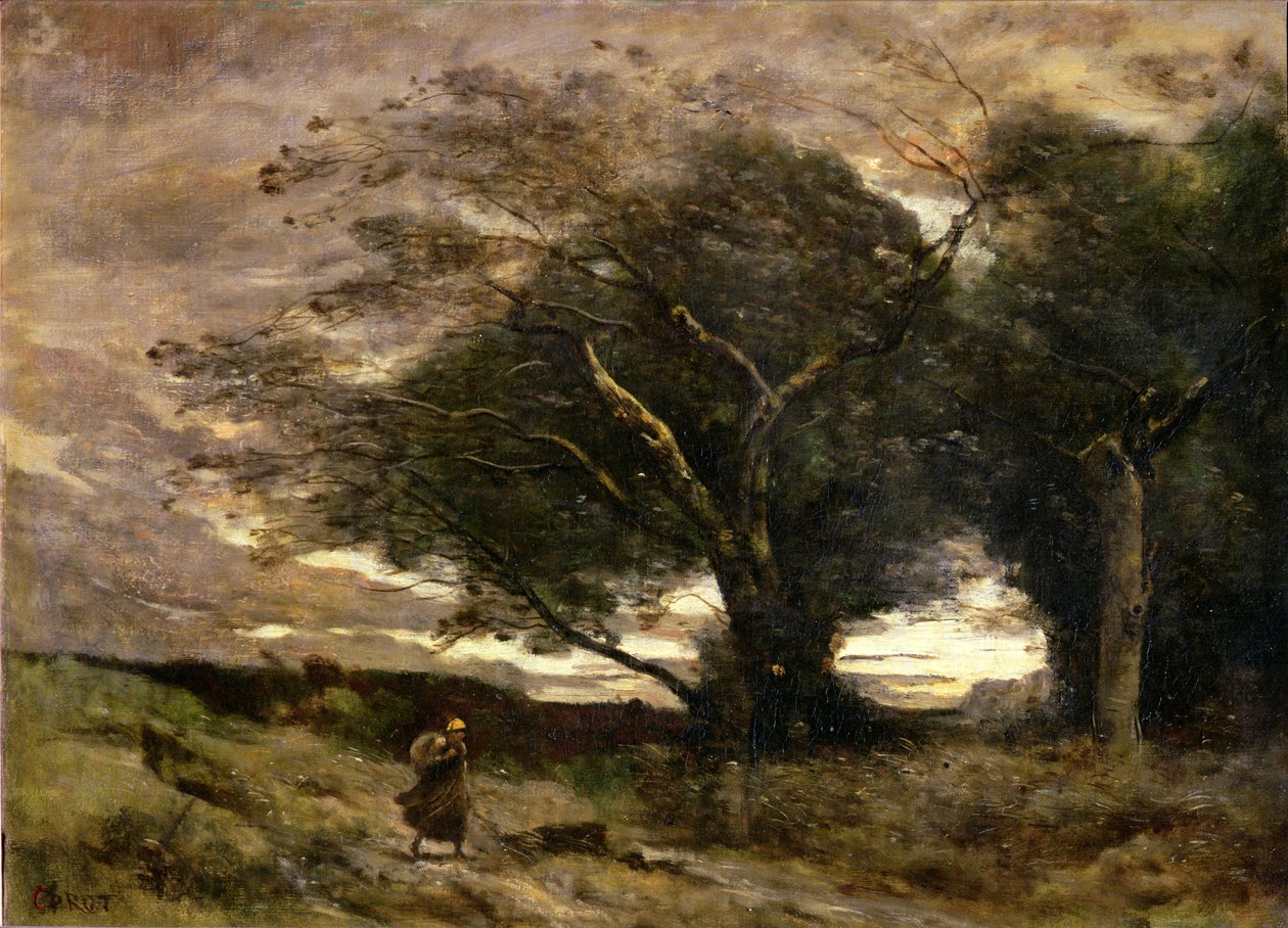 Rüzgar, 1866 by Jean Baptiste Camille Corot