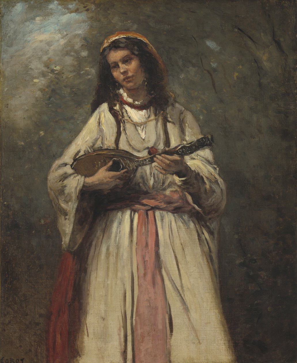 Gypsy Girl With Mandolin, c.1870  by Jean Baptiste Camille Corot