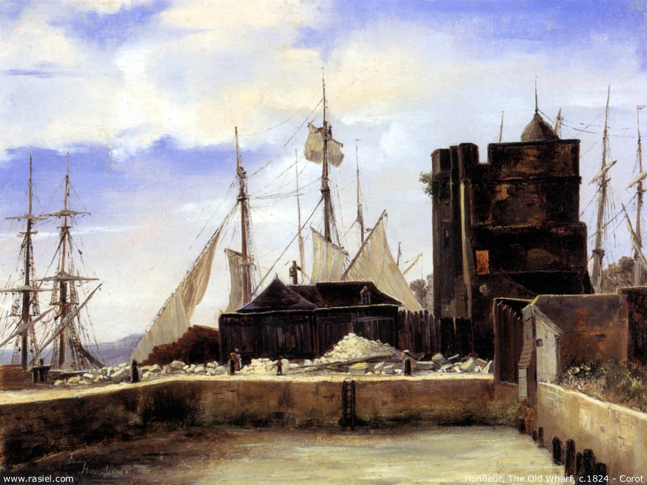 Honfleur, eski liman by Jean Baptiste Camille Corot