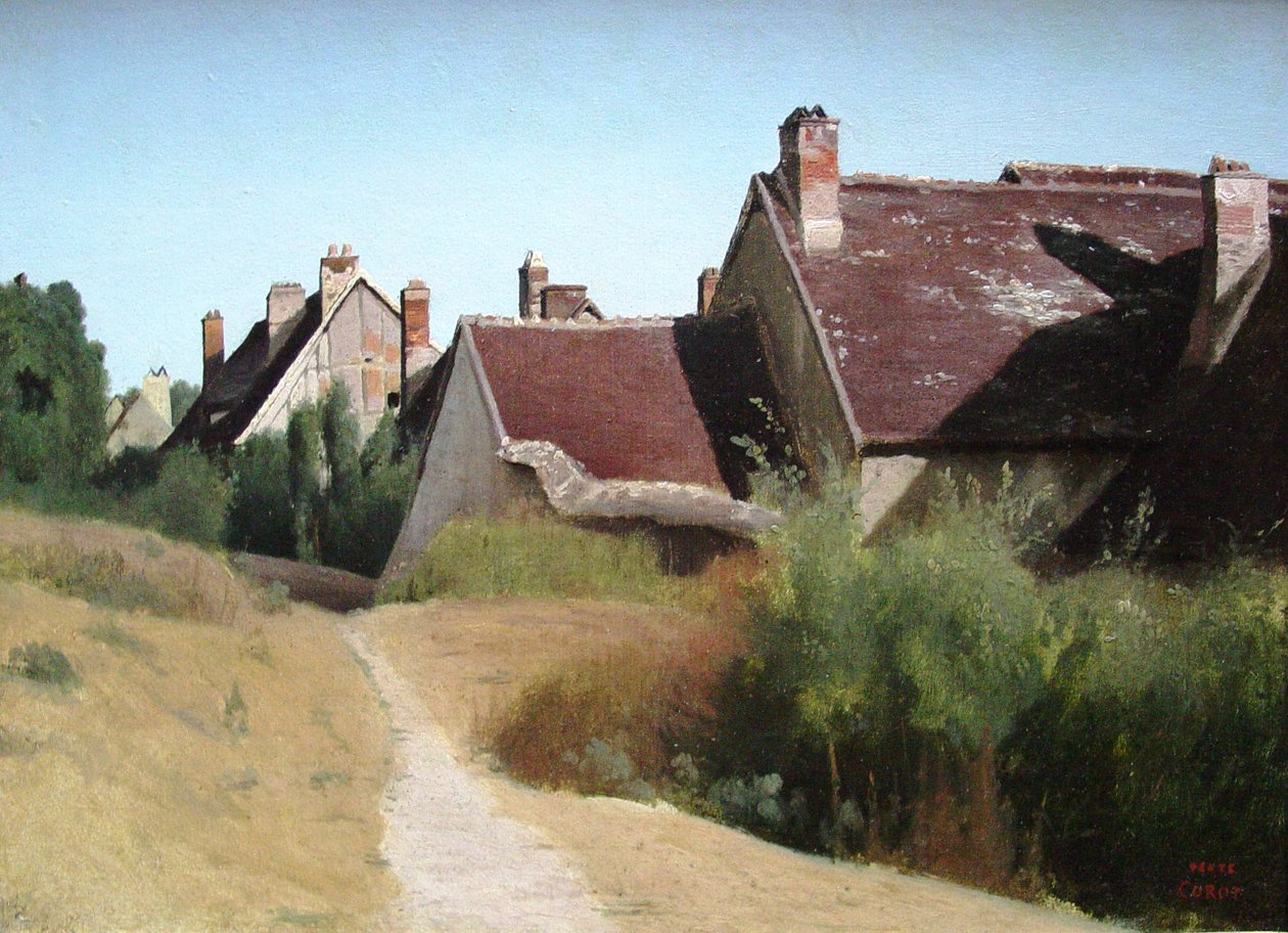 Orleans yakınlarındaki evler by Jean Baptiste Camille Corot